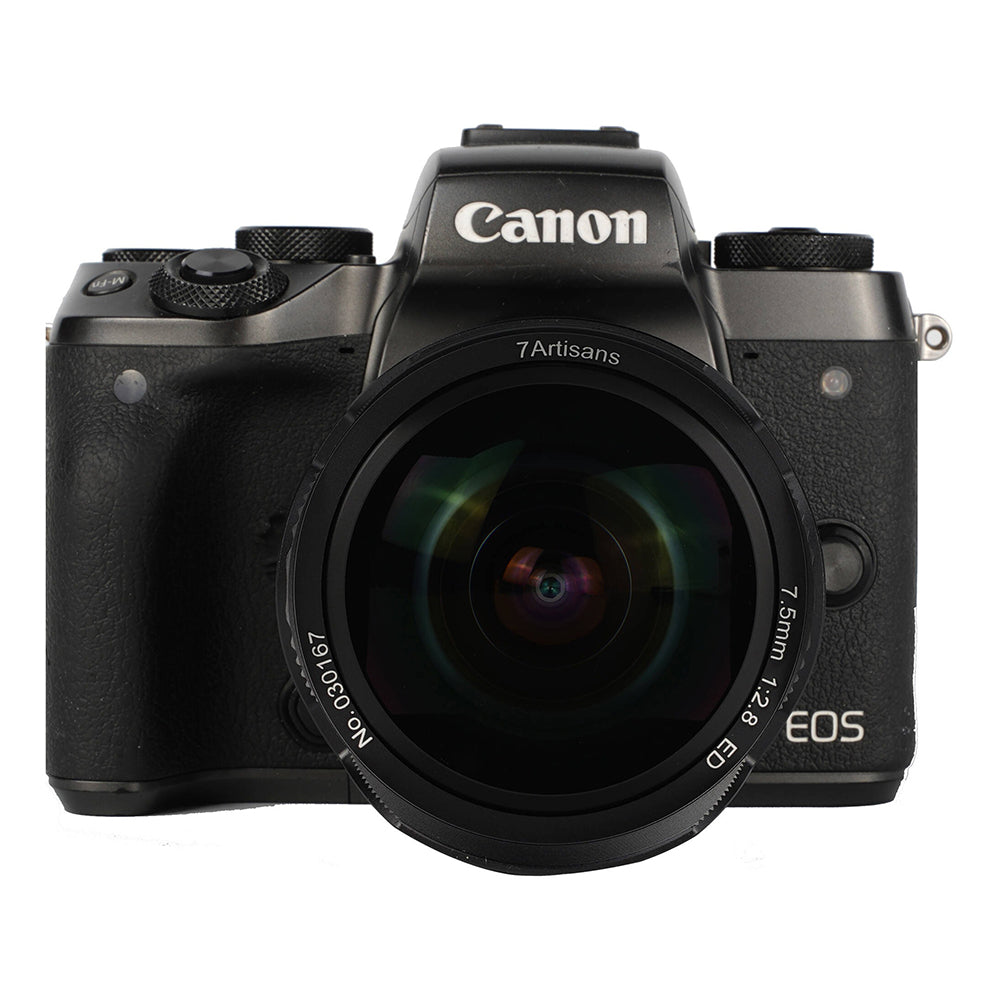 7Artisans 7.5mm F/2.8 Mark II APS-C Format Canon EOS-M EF-M Mount Ultra Wide Fisheye Prime Lens MF Manual Focus for Mirrorless Cameras