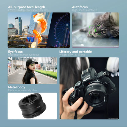 7Artisans 27mm F/2.8 APS-C Format Nikon Z Mount Compact Portrait Prime Lens AF Autofocus for Mirrorless Cameras