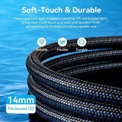 [CLEARANCE] Vention 1.5 Meter Dual Ba Pin to Dual Spade Hifi Audio Braided Speaker Wire Male to Male with Closed Screw Type and Gold Plated Plugs for Speaker Amplifier | BLCLG