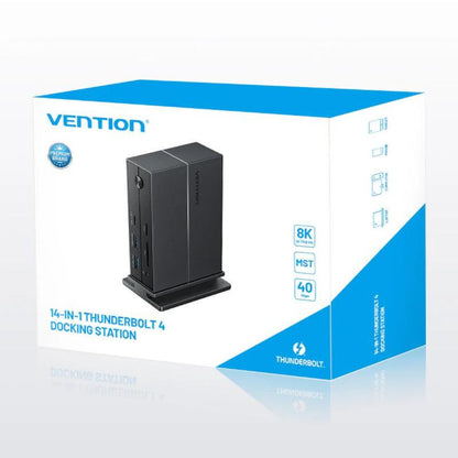 Vention TPFH0 Thunderbolt 4 14-in-1 Multifunctiol Docking Station with 40Gbps Fast Transfer Rate, 8K 30Hz UHD, Intel Certified, PD 60W, 10Gbps USB 3.2 Type-C Gen 2, USB-A 3.2 Gen 2, 5Gbps USB-A 3.0, 3.5mm AUX, 1000Mbps, SD & TF Card Slot