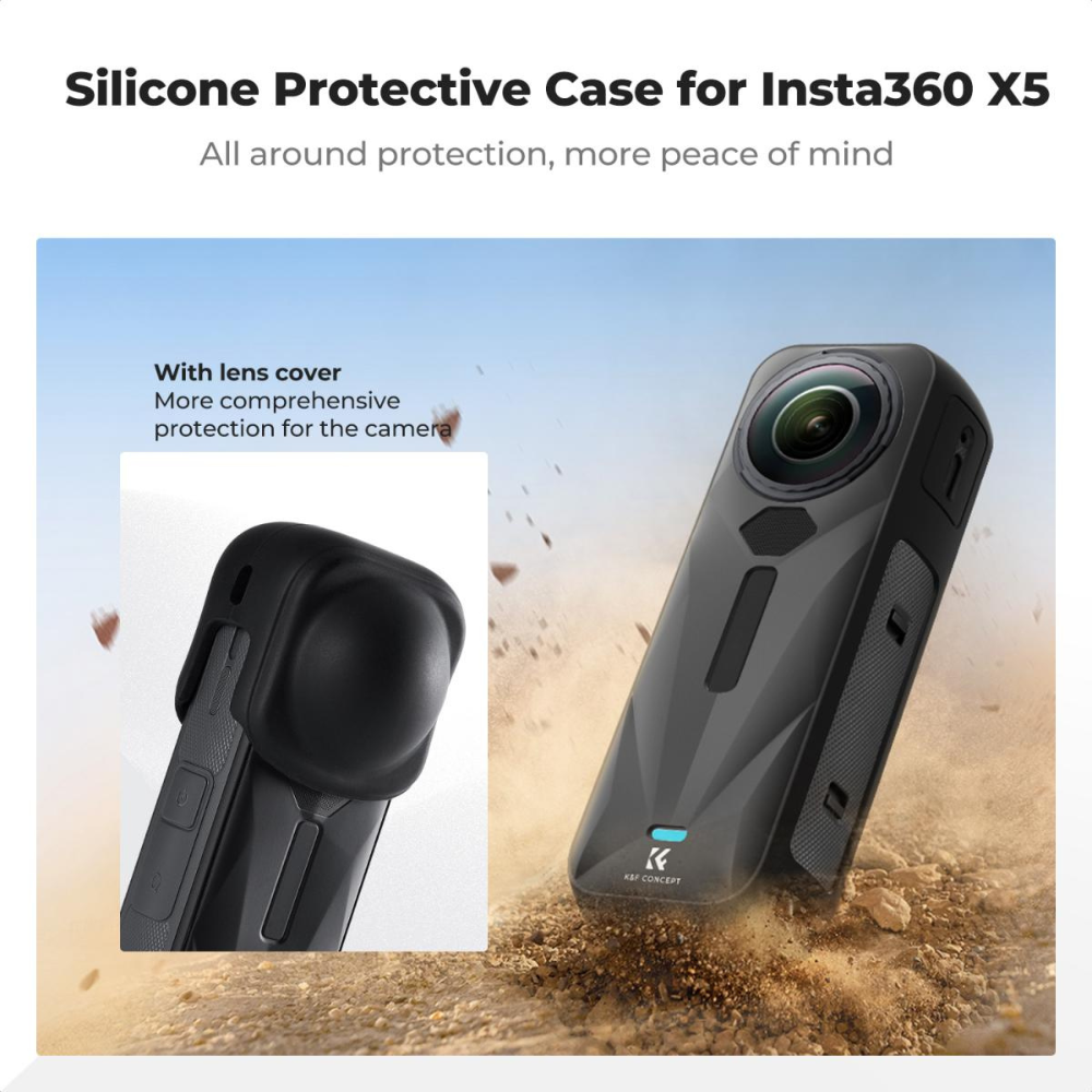 K&F Concept Protective Camera Case for Insta360 X5 w/ Full Access to Buttons & Ports, Quick Release