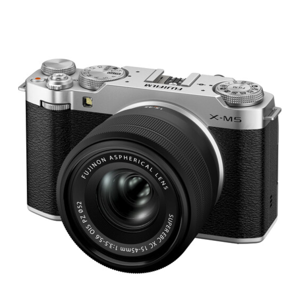 FUJIFILM X-M5 Body with XC 15-45mm f/3.5-5.6 OIS PZ FUJINON Autofocus Lens - Mirrorless Camera Kit | 26.1MP APS-C X-Trans 4 CMOS Sensor, X-Processor 5, 6.2K/30fps Video, AI-Driven Subject Detection & Digital Image Stabilization