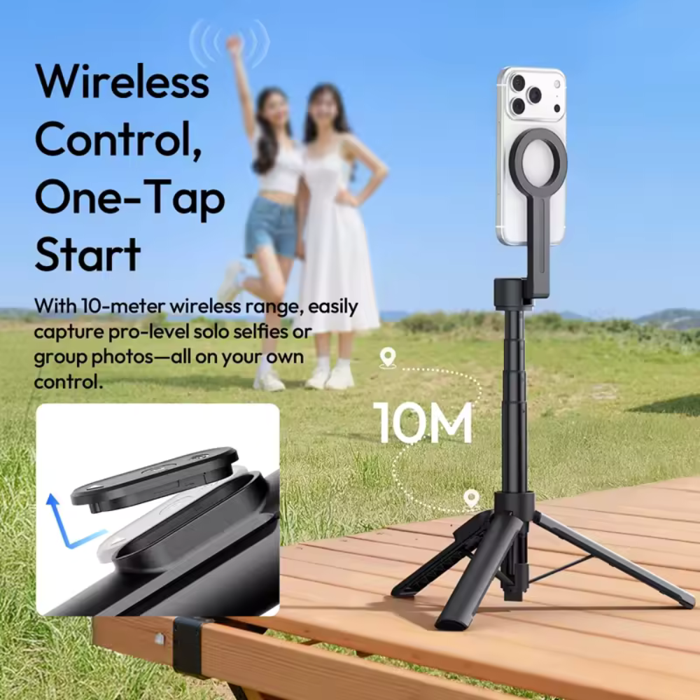 SK26 2-in-1 Selfie Stick & Tripod with MagSafe Mount, Adjustable 8-Section Pole