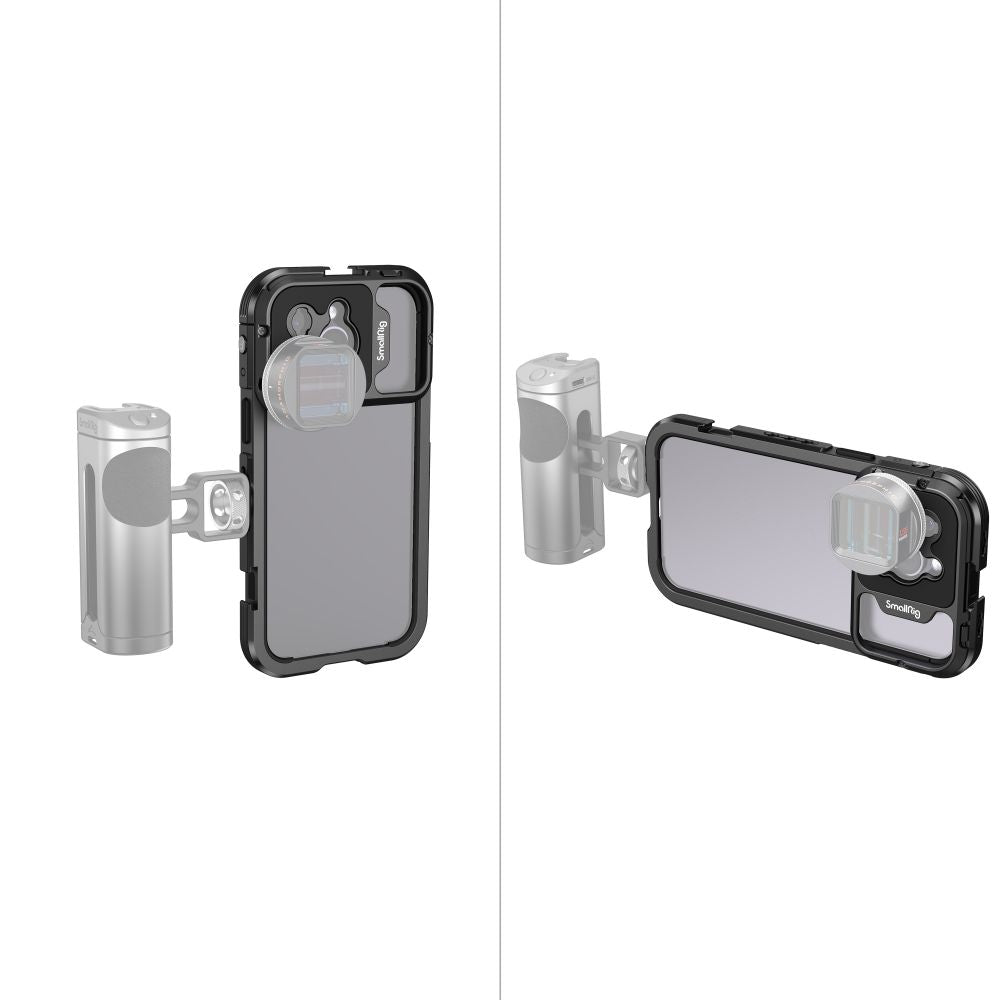 SmallRig Mobile Video Cage with 1/4"-20 Threaded Holes, Wrist Strap Hole, Cold Shoe Mounts, Built-In Pads and Horizontal & Vertical Shooting for Iphone 14 Pro Max 4077