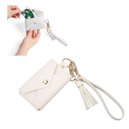 [CLEARANCE] Pikxi Mini Snap Button Tassel Leather Wallet for Instax Mini Film & Card Holder with Wrist Loop - Purple