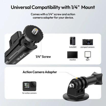 Ulanzi R105 Bicycle Rail Mount Y-Shaped Super Clamp with 360 Degree Dual Ball Head, 1/4" Screw & Action Camera Adapter for GoPro, Insta360, DSLR, Bike Handlebar | C057