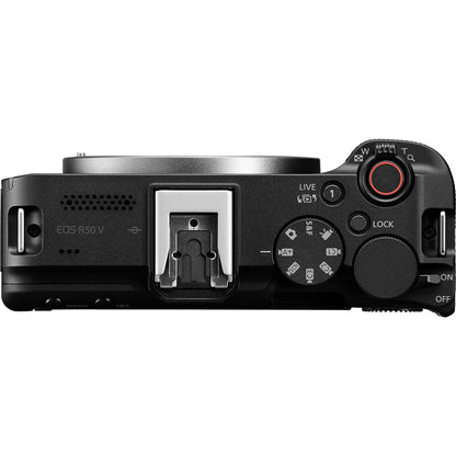 Canon EOS R50 V 24.2MP APS-C DIGIC X CMOS Mirrorless Video Camera Content Creator Kit w/ RF-S Mount 14-30mm AF IS STM PZ Lens, Hybrid Tripod Grip & Stereo Microphone, Records UHD 4K 60fps, 3" Vari-Angle Touchscreen for Vlog Vlogging
