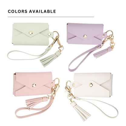 [CLEARANCE] Pikxi Mini Snap Button Tassel Leather Wallet for Instax Mini Film & Card Holder with Wrist Loop - Purple