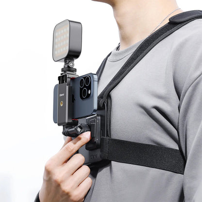 [CLEARANCE] Ulanzi CM028 Go-Quick II Magnetic Action Camera Chest Strap with Smartphone Holder & Quick Release Rotating Mount for GoPro, DJI, Insta360 and Ideal for Cycling, Motorcycling, Running, Boating, Hiking, Vlogging | C021GBB