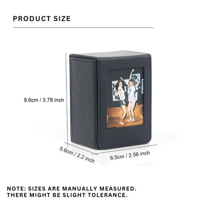 Pikxi 3 Inch Decorative Photo Box Organizer with Retro Designs and High-Capacity Craft Storage for Fujifilm Instax Mini Film, Cards, Sticker and Stamps etc. - Black & Brown