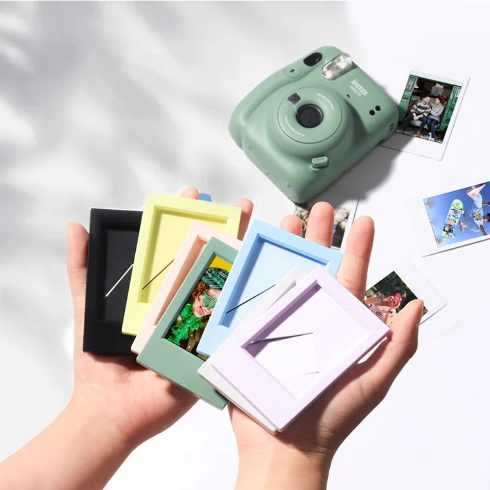 Pikxi Pastel Color Solo Instant Mini Film Photo Frame for FUJIFILM Instax mini Cameras with Stand - Available in Blossom Pink, Pastel Blue, Lilac Purple, Indigo, and Athens White, Charcoal Gray, Sugar Yellow, Avocado Green