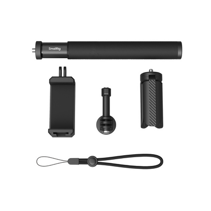 SmallRig Extendable Selfie Stick with Mini Tripod Leg & Phone Mount for Action Cameras & Smartphones, Up to 37.4" Max Height, Portable Aluminum Pole for GoPro, Insta360, DJI Action