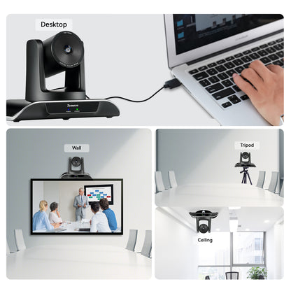 Tenveo Tevo 3X | 10X | 20X Zoom 2MP 1080p Full HD PTZ Video Conference Camera - USB 3.0 / HDMI / RS232 / RS485 with IR Remote Control for Business Meeting, Events, Church, Online, Education, and Training Video Recording | VHDPRO3U VHDPRO10U VHDPRO20U