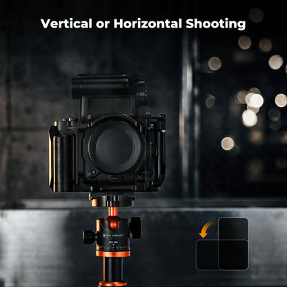 K&F Concept Camera Cage for Nikon ZR, CNC Aluminum Arca Base, Cold Shoe 1/4"-20 & 3/8"-16 Mounts