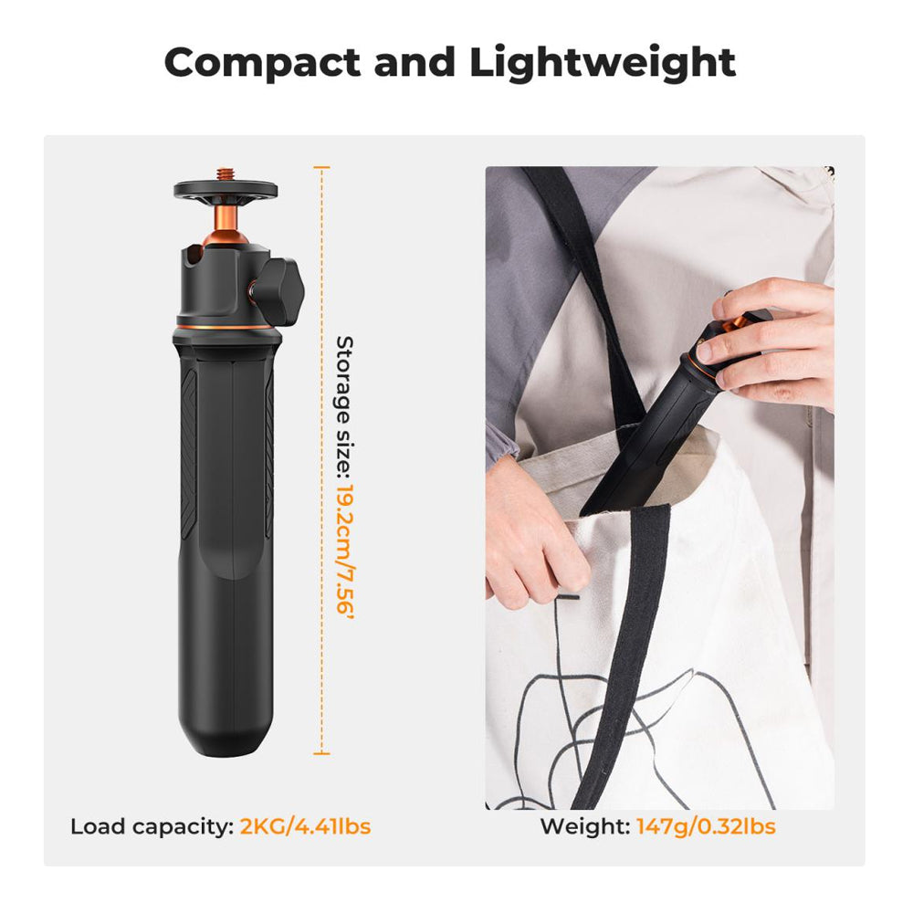 K&F Concept MS11 3 in 1 + Remote 23.6" Selfie Stick + Desktop Tripod with 360 Degree Ball Head, 2kg Max Load Capacity, 1/4" Top Threads and 10m Wireless Control Distance