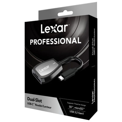 Lexar RW470 Professional Dual-Slot USB-C Card Reader, USB 3.2 Gen 1, 312MB/s Transfer Speed, SD & microSD Slot