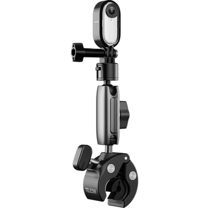 TELESIN Crab Style Clamp QR Quick Release Action Camera Mount and Dual Ballhead Magic Arm