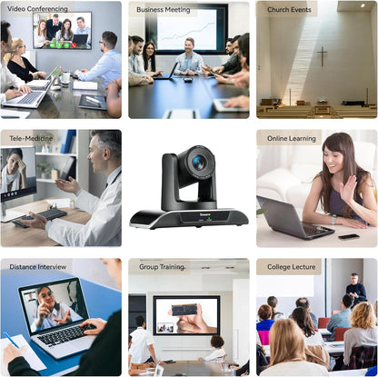 Tenveo Tevo 3X | 10X | 20X Zoom 2MP 1080p Full HD PTZ Video Conference Camera - USB 3.0 / HDMI / RS232 / RS485 with IR Remote Control for Business Meeting, Events, Church, Online, Education, and Training Video Recording | VHDPRO3U VHDPRO10U VHDPRO20U