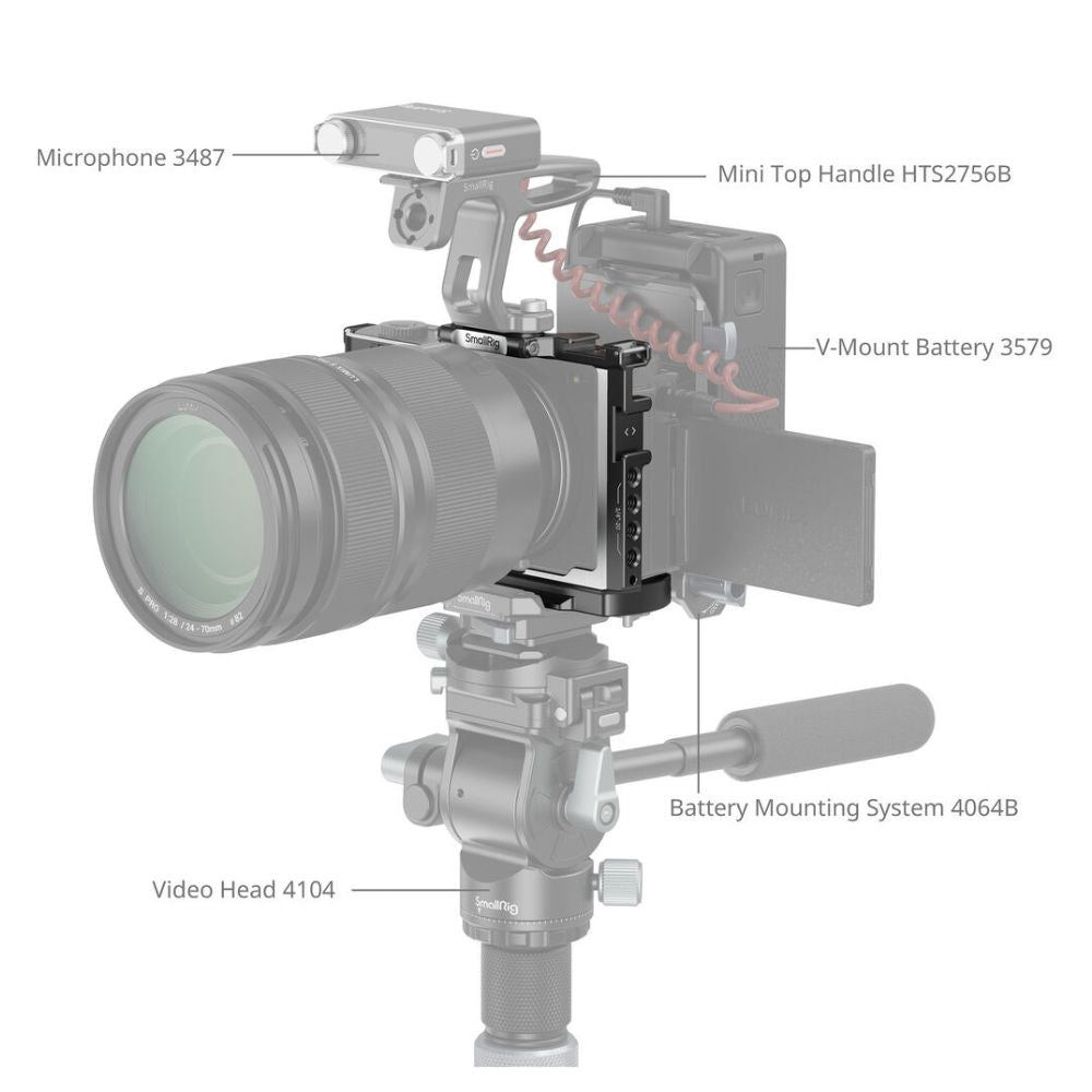 SmallRig Camera Cage for Panasonic LUMIX S9 - Arca-Type Baseplate, Leather Grip, Two-Point Locking System, Unobstructed Access to Ports & Flip Screen, Multiple Mounting Options | 4515