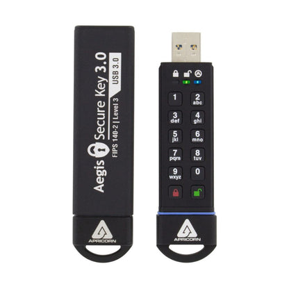Apricorn Aegis Secure Key 3NX 8GB USB 3.1 256-Bit Hardware Encrypted Flash Drive | ASK3-NX-8GB