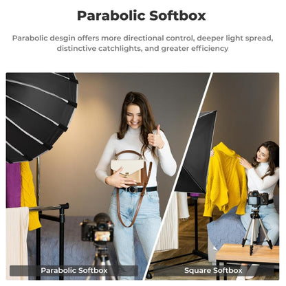 K&F Concept 60cm 90cm 120cm QR Bowens Mount Hexagol Parabolic Softbox with 16 Durable Elastic Ribs, Waterproof for Camera Lighting Photo and Video Studio Equipment