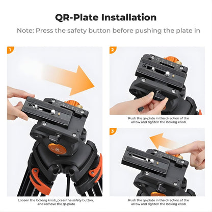 K&F Concept VA3+BV70 360° Fluid Head Video Tripod