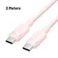 Vention 1M / 2M 60W USB 2.0 Type-C Male to Type-C Male PD Fast Charging Data 3A Cable with High-Speed 480Mbps Transfer Speed, Nylon-Coated for Smartphone, Tablet, Laptop, Gaming Console - Black / Pink / Blue / White