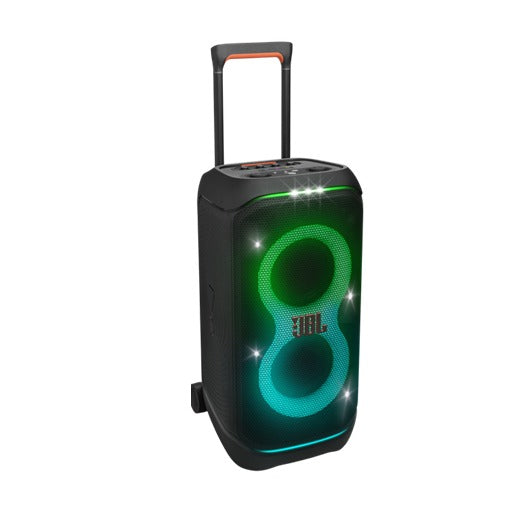 JBL Partybox Stage 320 Portable Bluetooth Party Speaker, IPX4 Rated Splash Proof with Futuristic Lightshow, Powerful JBL Pro Sound and Up to 18 Hours Playtime, Dual Mic & Guitar Inputs