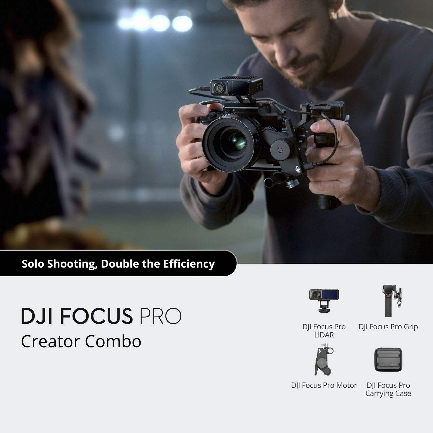 DJI Focus Pro Creator Combo Kit with Focus Pro Grip, Focus Pro Motor, and Focus Pro LiDAR Unit with Built-In 70° FOV Camera for Autofocus & FIZ Control for RS 3 / 3 Pro & RS 4 / 4 Pro Gimbal Stabilizer, Ronin 4D Flex & Focus Pro Hand Unit