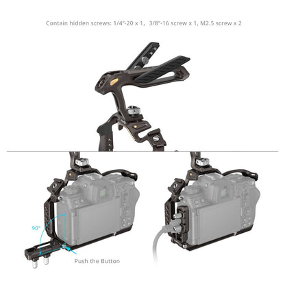 SmallRig Night Eagle Full Camera Cage Kit for Nikon Z6 III with Top Handle, Arca-Type Quick Release Base Plate, TO Rail, Cold Shoe Mount, 1/4"-20, 3/8"-16, M3 & M2.5 Threaded Holes for Attachments and Accessories | 4521 4522