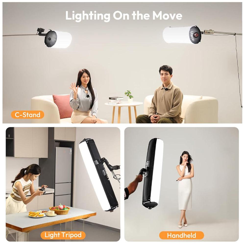 Ulanzi AL60 60W | 120W Bi-Color LED Inflatable Air Tube Light with 2700 - 6500K CCT, Max 6m Light Range, PD3.1 Fast Charging USB Type-C Port and 10 Light Effect Presets for Studio Lighting and Equipment