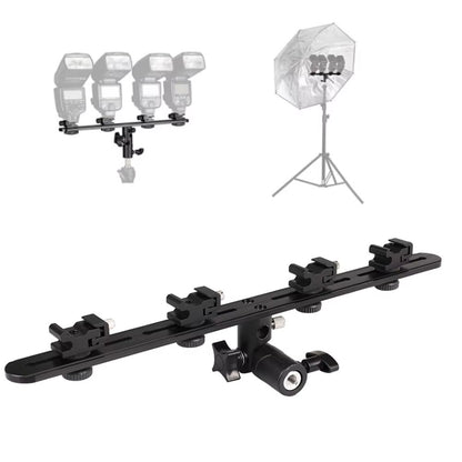 Pxel Quad / Dual Light Stand Bracket with Umbrella Reflector Holder, 1/4 & 3/8 Inches Cold Shoe with 180° Vertical Adjustment & Adjustable Hot Shoe Mount for Camera Flash Speedlite, Studio Lights & Photography Accessories | LS12 LS13
