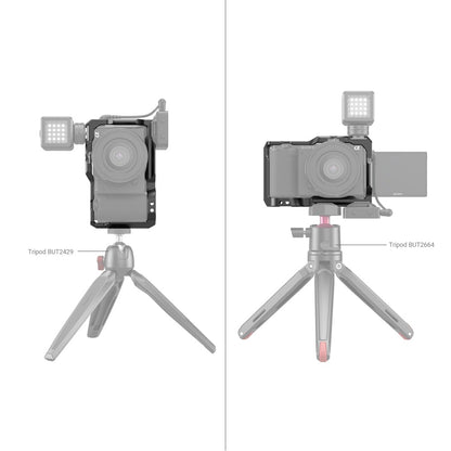 SmallRig Formfitting Camera Cage with Handgrip for Sony ZV-E10 Digital Camera with Arca-Type QR Quick Release Base, 1/4"-20 & 3/8"-16 Accessory Threads and Screw, Cold Shoe Mounts, Strap Slots and Rubber Padding 3538B