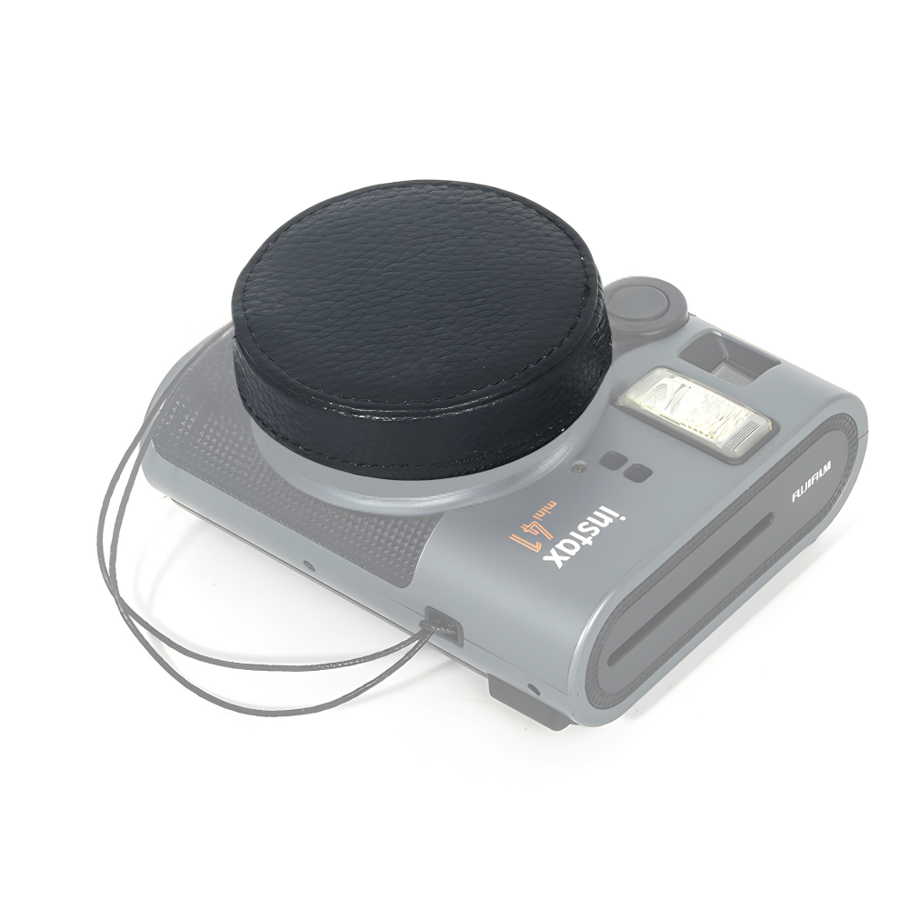 Pikxi Instax Mini 41 Instant Camera Leather Protective Cover Lens Cap w/ Anchor Loops - Black, Brown