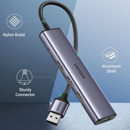 [CLEARANCE] UGREEN 4-Port USB 3.0 Hub Docking Station with 5Gbps Transmission Rate for MacBook, iMac, PC, Desktop Computer, Laptop, etc. - Supports Windows, MacOS, Linux | 20805