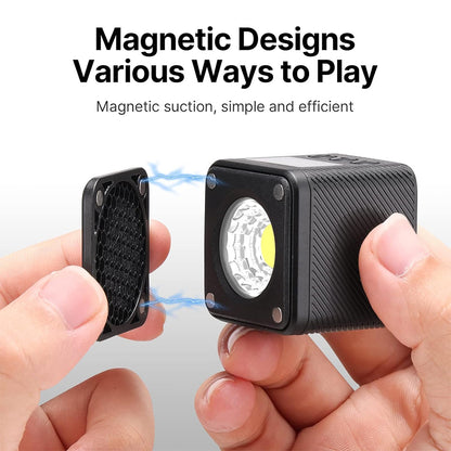 [CLEARANCE] Ulanzi L2 RGB COB Magnetic Mini Cube Video Light with LCD Screen, 1/4" Screw Mount, Dual Cold Shoe for Photography & Videography | 2878