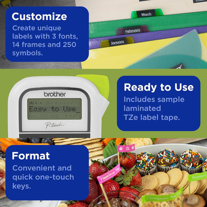 Brother P-Touch PT-H110 Portable Label Maker Printer w/ 3 Fonts, 14 Frames, 250 Symbols, QWERTY Keyboard, Graphic Display, Max 2 Lines Print Texts, Cable Labeling, compatible w/ TZe Tapes for Statiory, Inventory, Office Magement