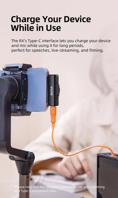 BOYA Boyalink A1 / A2 Multicompatible 2.4GHz Wireless Omnidirectional Microphone System w/ USB Type-C, Lightning, 3.5mm TRS Connectors, Bypass Charging, Noise Reduction, Gain Control, Mono / Stereo, 100M Max Range for Vlogging, Interviews