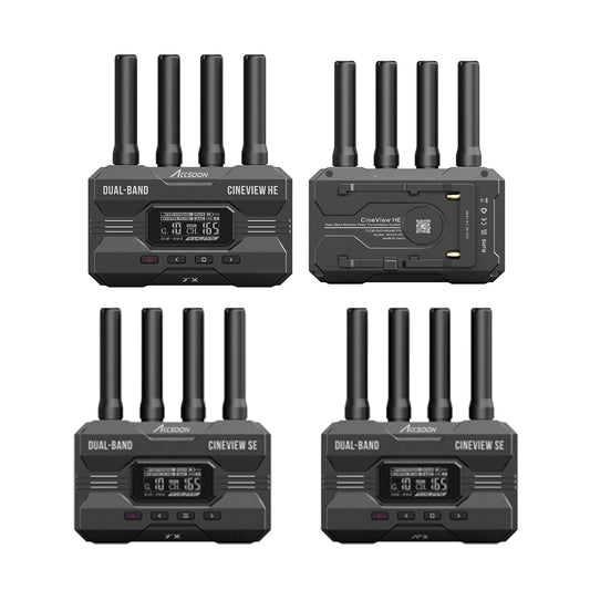 Accsoon CineView HE / SE Wireless Video Transmitter & Receiver Dual-Band Transmission System with 1200ft Range, HDMI, SDI, USB-C, NP-F Battery Mount for Live Streaming, Broadcasting, Podcast, Digital Camera, Drone, Phone, Tablet | WIT04