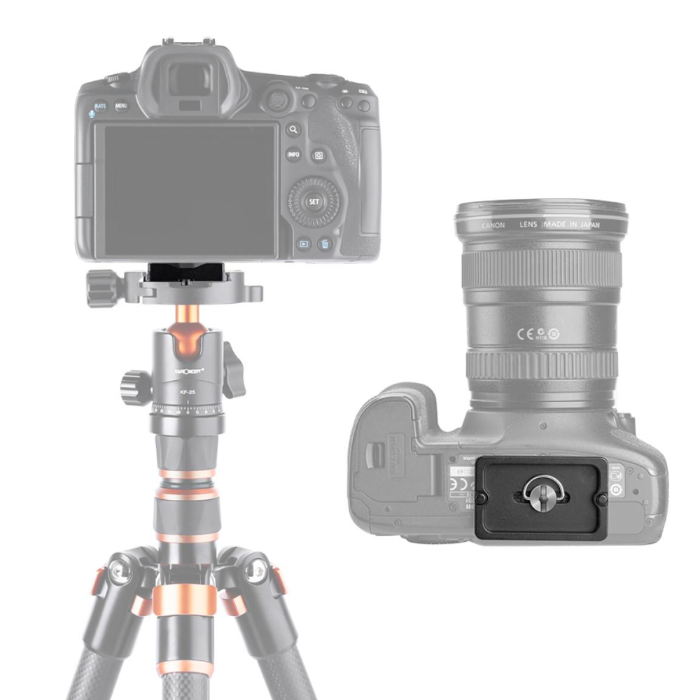 K&F Concept 2-Pack QR Quick Release Aluminum Alloy Mounting Plate with 1/4" Screw and Rubberized Surface for Arca Swiss Camera Tripod Ball Head | KF31-030 KF31-031