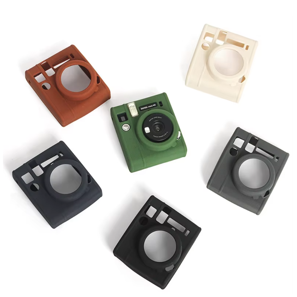 Pikxi Soft Silicone Protective Case Leather Style for FUJIFILM Instax Mini 40 Instant Film Camera Wear & Drop Resistant with Precise Cutout Holes | Black Dark Blue Green