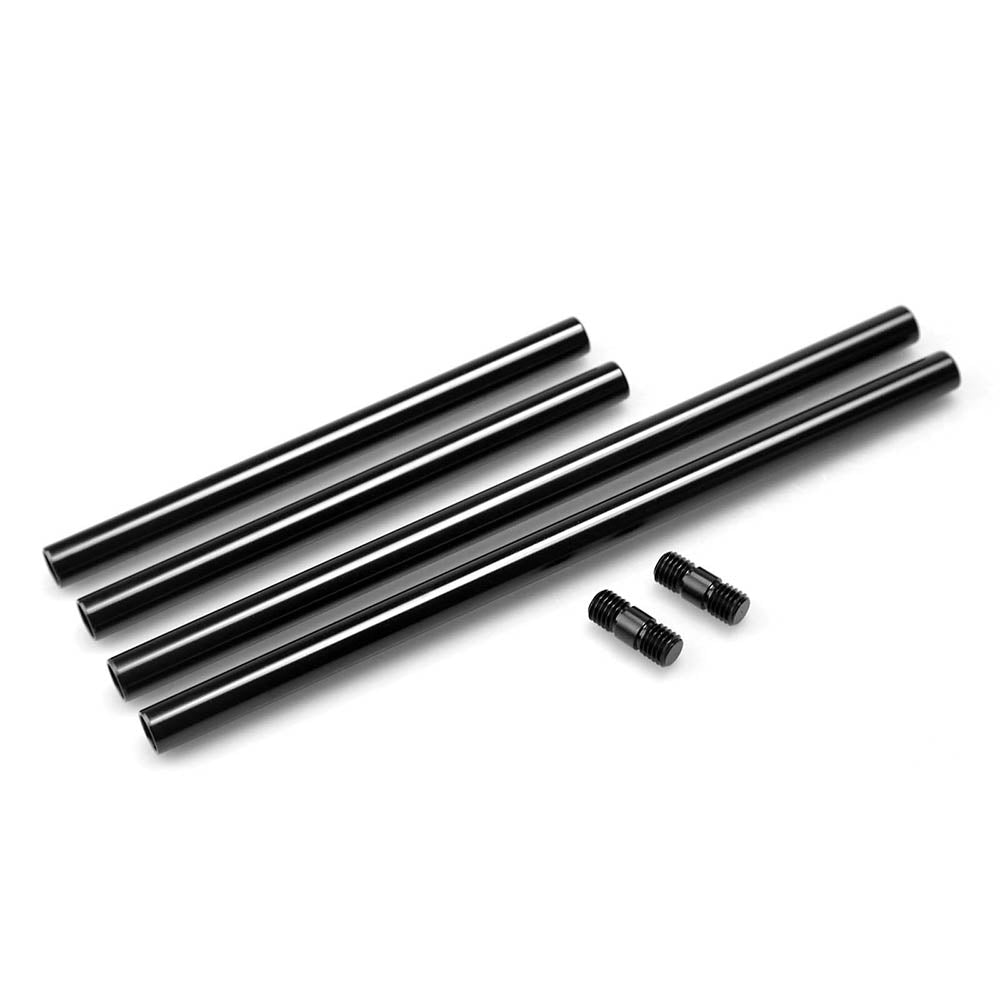 SmallRig 15mm Threaded Rod Pack and 2pcs M12 Connectors with 8" 2pcs and 12" 2pcs Black Aluminum Alloy Rods for Camera Rig Rod Clamp System 1659