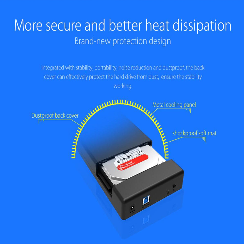 ORICO 3.5-Inch SATA HDD/SSD Hard Drive Enclosure 5GBPS with USB 3.0 Data Cable - Supports 10TB Storage & Windows, MacOS & Linux Systems for PCs, Computer Desktops & Laptops