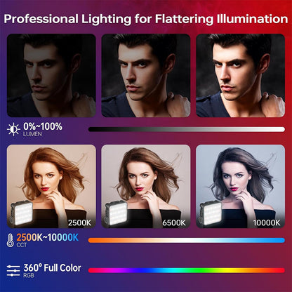 [CLEARANCE] ZHIYUN CINEPEER CM15 RGB LED Mini Video Fill Light with Rechargeable Battery, Creative Lighting Effects, 1/4" Clip & Cold Shoe Adapter for On-Camera & Smartphone Mounting, Studio Lighting, Photography, Filmmaking, Vlogging & Live Steaming