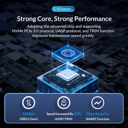 [CLEARANCE] ORICO M211C3 SATA to USB 3.2 Gen2 Dual Protocol M.2 SSD Enclosure with Built-in Aluminum Alloy Heatsink, 2-in-1 USB-C to C/A Data Cable, 6Gbps Fast Data Transmission Rate, 4TB Max. Supported Capacity for Windows, macOS, Linux, Android