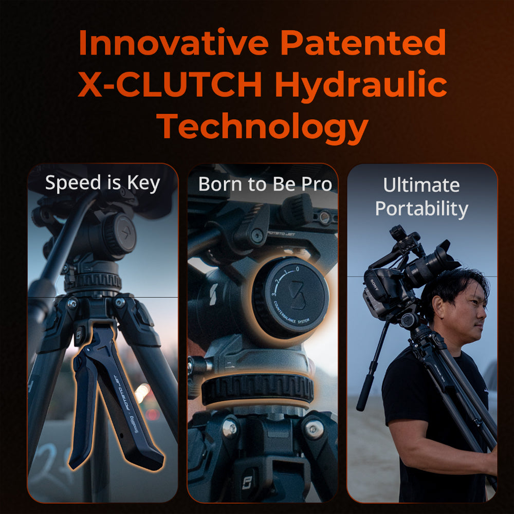 SmallRig x Potato Jet TRIBEX Carbon Fiber Hydraulic Video Tripod Kit (Origin Series) with Fluid Head, 4-Step Counterbalance, Patented Clutch, 168cm Max Working Height & 25kg Tripod / 6kg Head Load Capacity for Cameras & Camcorders | 4259