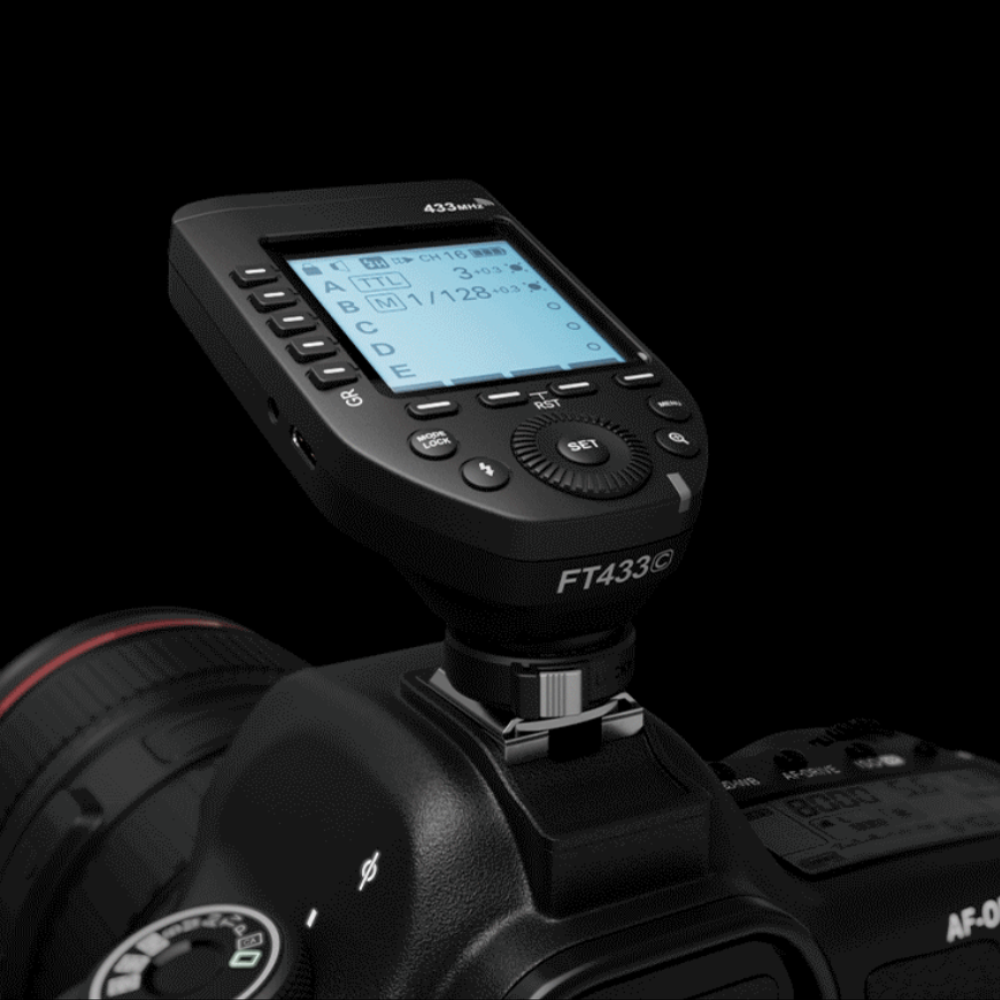 Godox FT433 Canon / Nikon / Sony TTL Wireless Flash Trigger with 32 Channel / 16 Groups, 433MHz Frequency, USB Type-C Receiver, Hot Shoe Mount, HSS 1/8000 Sec, LCD Screen TCM Function, Max 100m Range for Studio Lighting and Photography