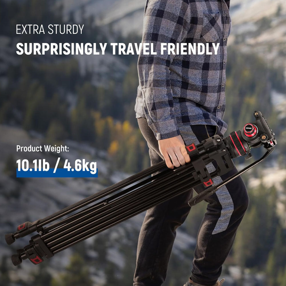Neewer GM88 74" Pro Video Tripod with 360° Pan&-75°/+90° Tilt Head Quick Release Plate and 189cm Max. Height,10kg Max. Load Capacity for DSLR, SLR, Mirrorless, Movie, Cinema Camera