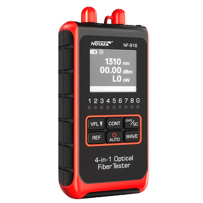 Noyafa NF-916 4-in-1 Optical Fiber Tester Power Meter with FC SC ST Interfaces, -60 to 8dBm Power Frequency Wavelength & RJ45 Network Connectivity for Home Improvement and Industrial Tools
