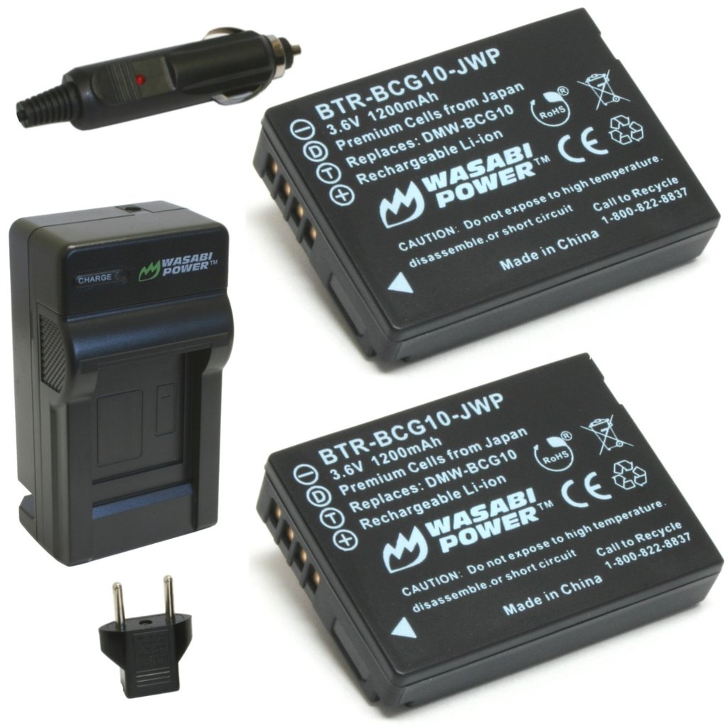 Wasabi Power Battery BCG10 (2-Pack) and Charger for Lumix DMW-BCG10, DMW-BCG10E, DMW-BCG10PP and Lumix | JG Superstore